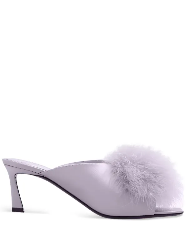 Saint Laurent Feather Detail Heeled Sandals Purple FARFETCH NZ