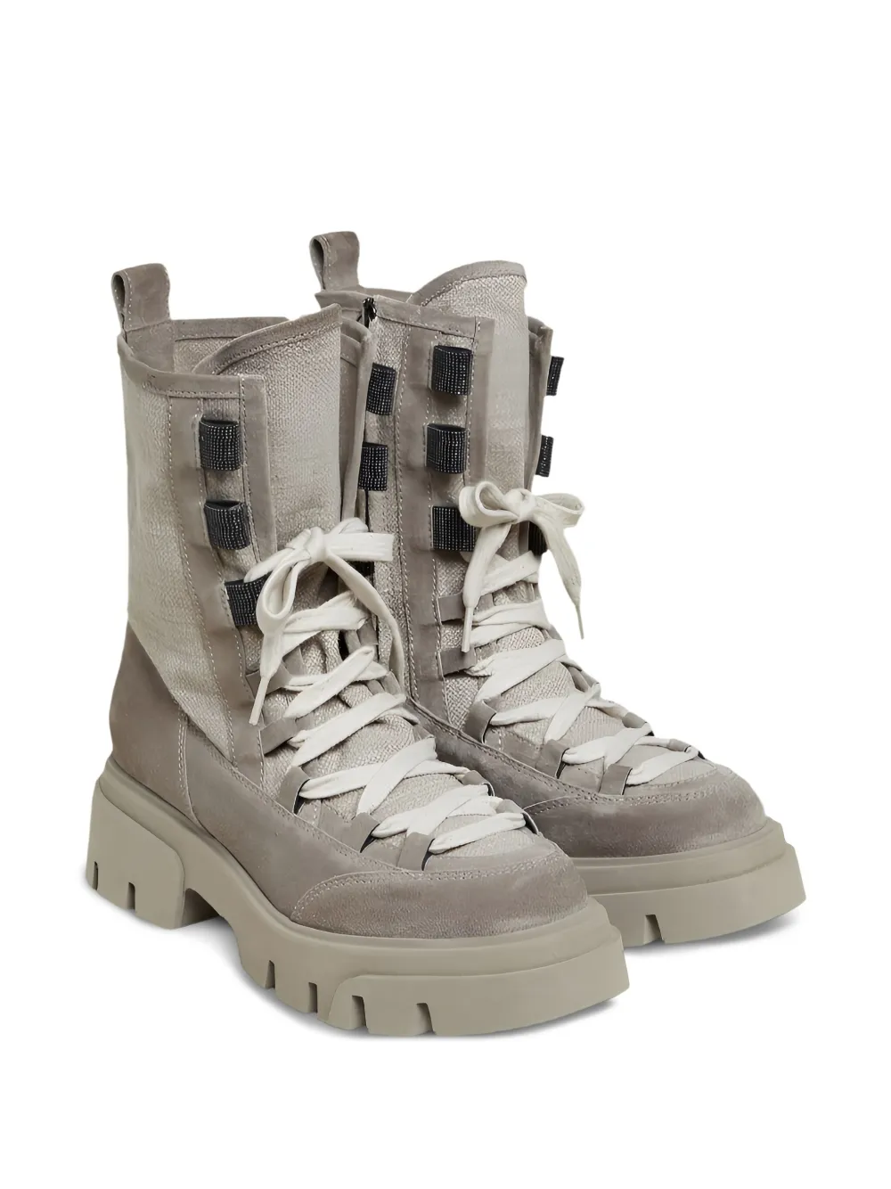 Brunello Cucinelli lace-up combat boots Grey