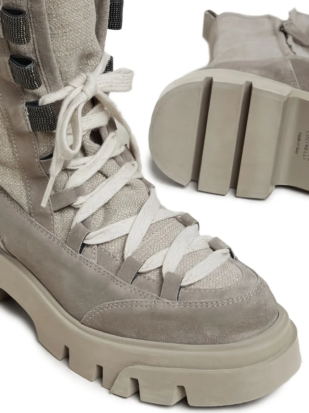 Brunello Cucinelli lace-up combat boots Grey
