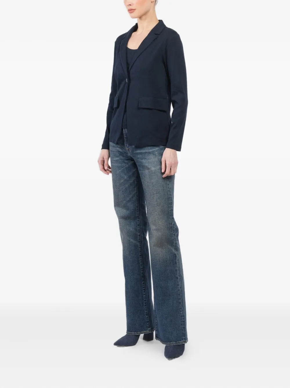 Gran Sasso Single-button Pocket Blazer Set In Blue
