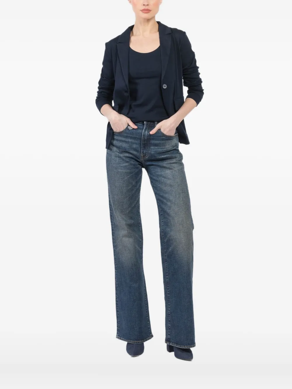 Gran Sasso Single-button Pocket Blazer Set In Blue