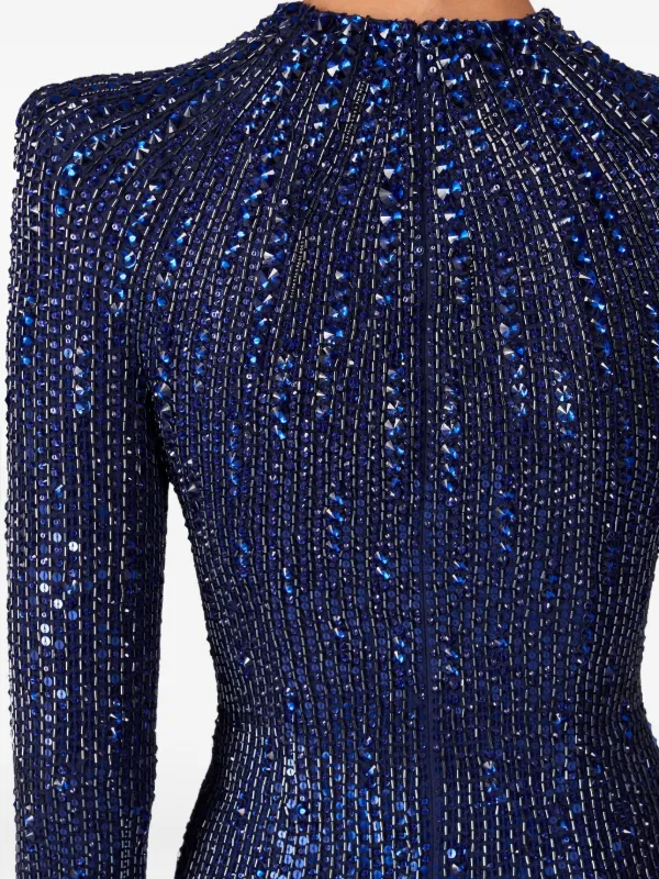 Aurora Sculpted Sequin Gown with Long Sleeves LIGHT NAVY 1058 / Size 8 UK