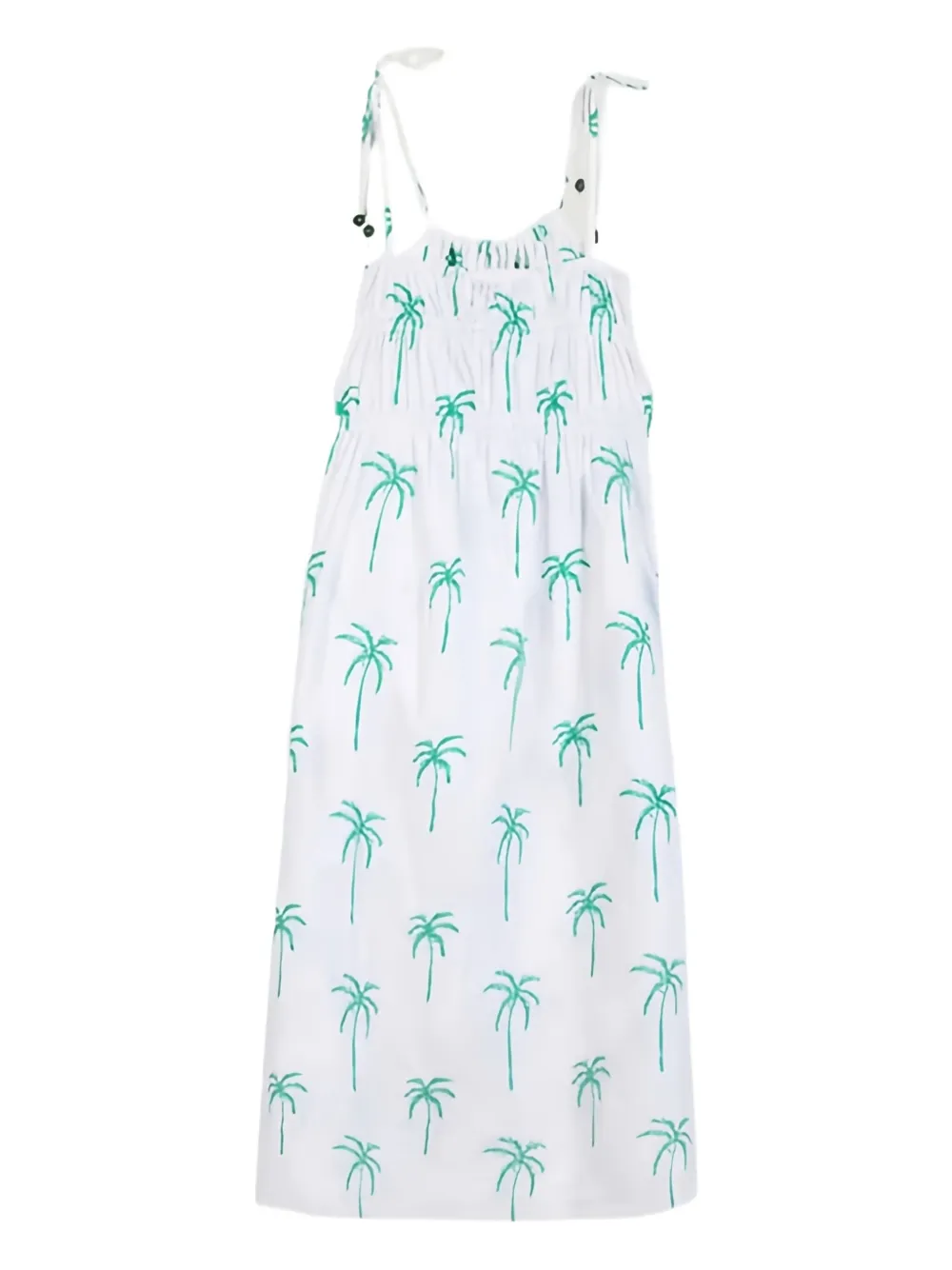 Maison Labiche Palm-tree Smocked Dress In White