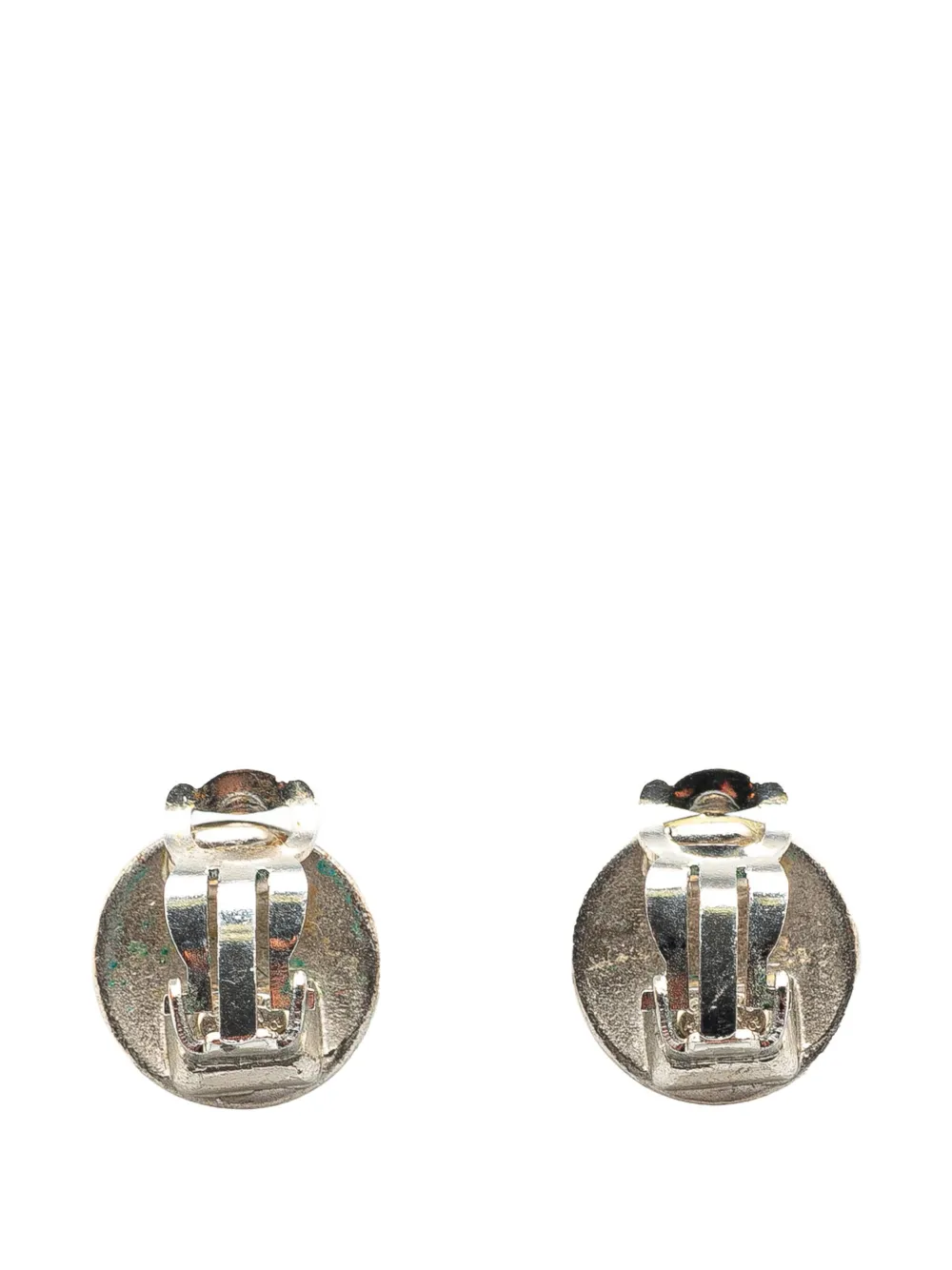 CHANEL Pre-Owned 1999 Silver CC Logo Clip On Earrings costume earrings | Image 2