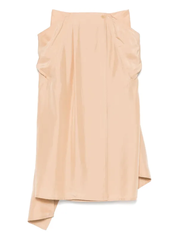 Carven Silk Straight Skirt in Neutrals