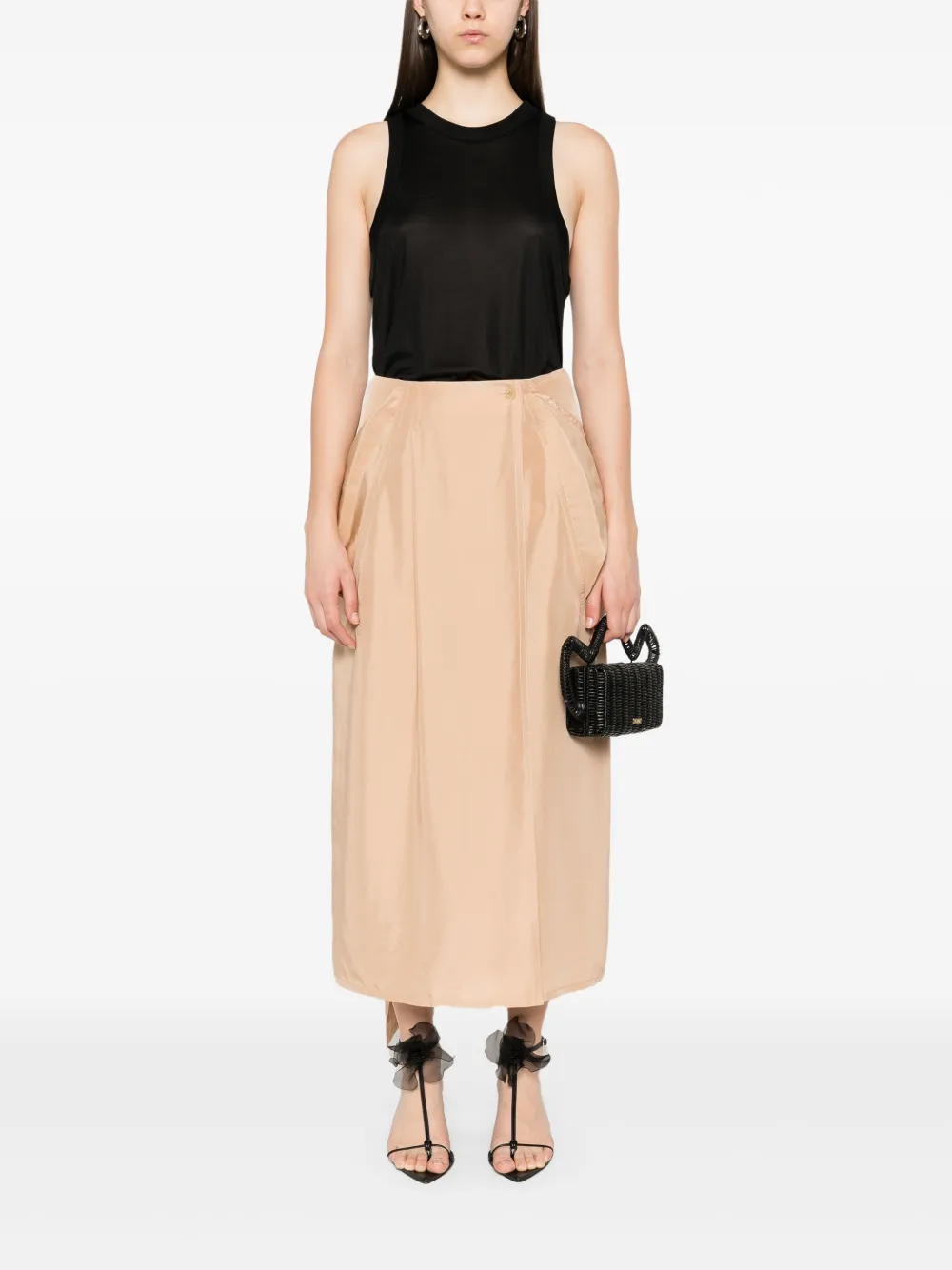 Carven silk straight skirt - Beige