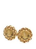 CHANEL Pre-Owned 1980-1990 Gold Plated CC Wheat Medallion Clip On Earrings costume earrings