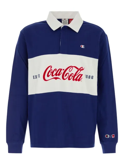 Champion x Cola Cola striped polo shirt