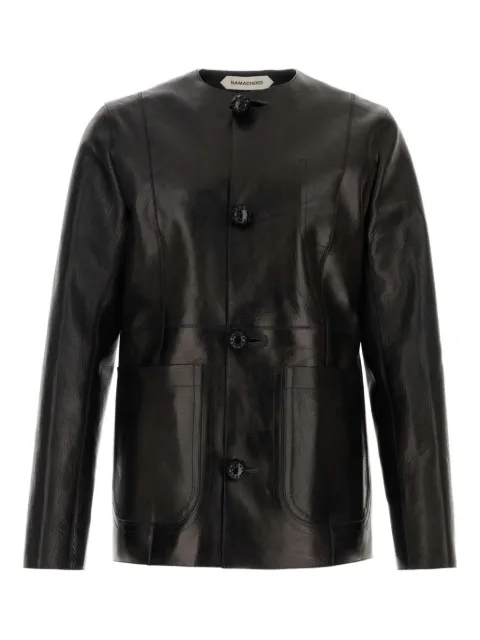 Namacheko crew-neck leather jacket