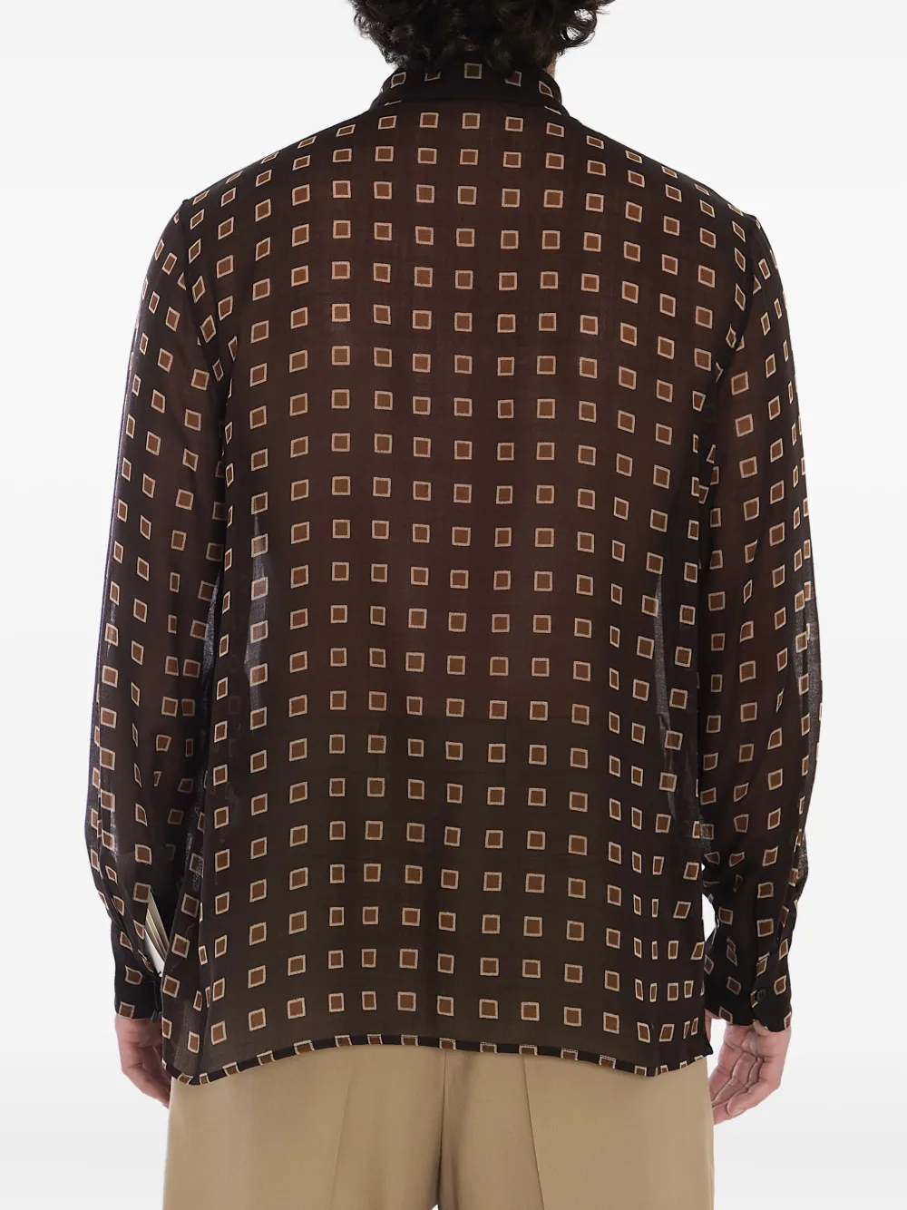 Saint Laurent Overhemd met geometrisch patroon - Bruin