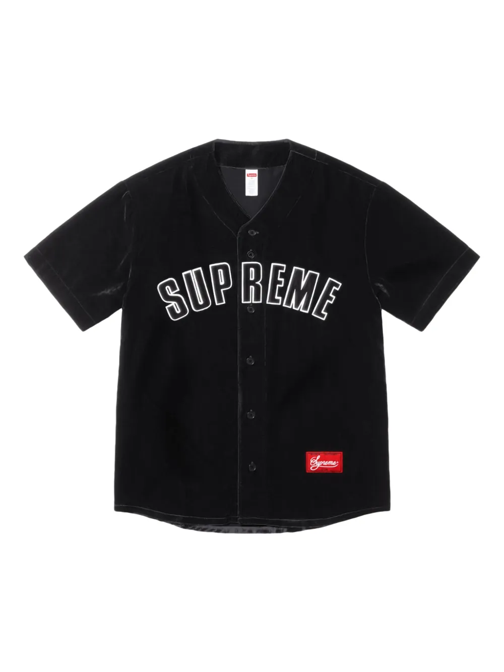 Supreme Fluwelen honkbalshirt - Zwart