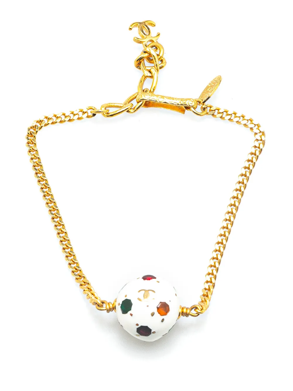 Pre-owned Chanel 1998 Gold Plated Soccer Ball Charm Bracelet Costume Bracelet