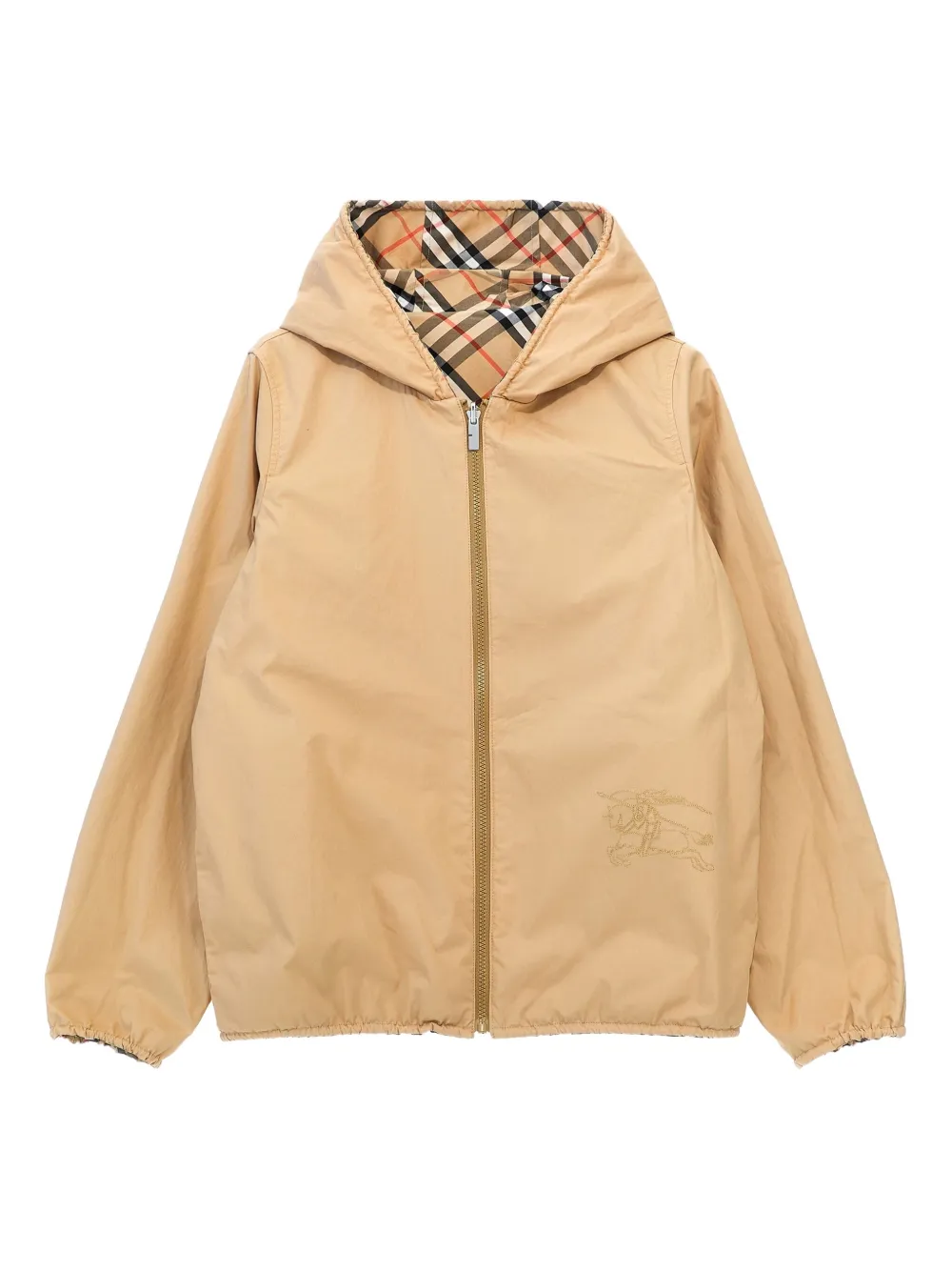 Burberry Kids Geruit jack met capuchon Beige