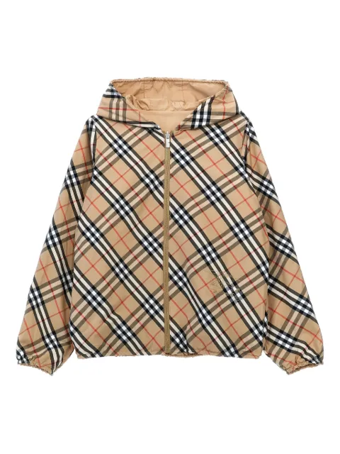 Burberry Kids plaid hooded jacket