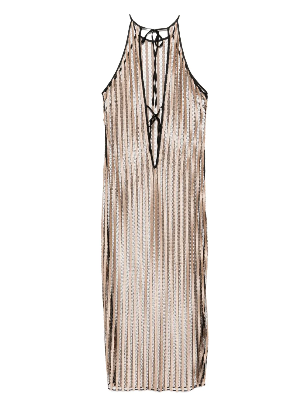 Kiki de Montparnasse Rayee Halter Tie jurk Bruin