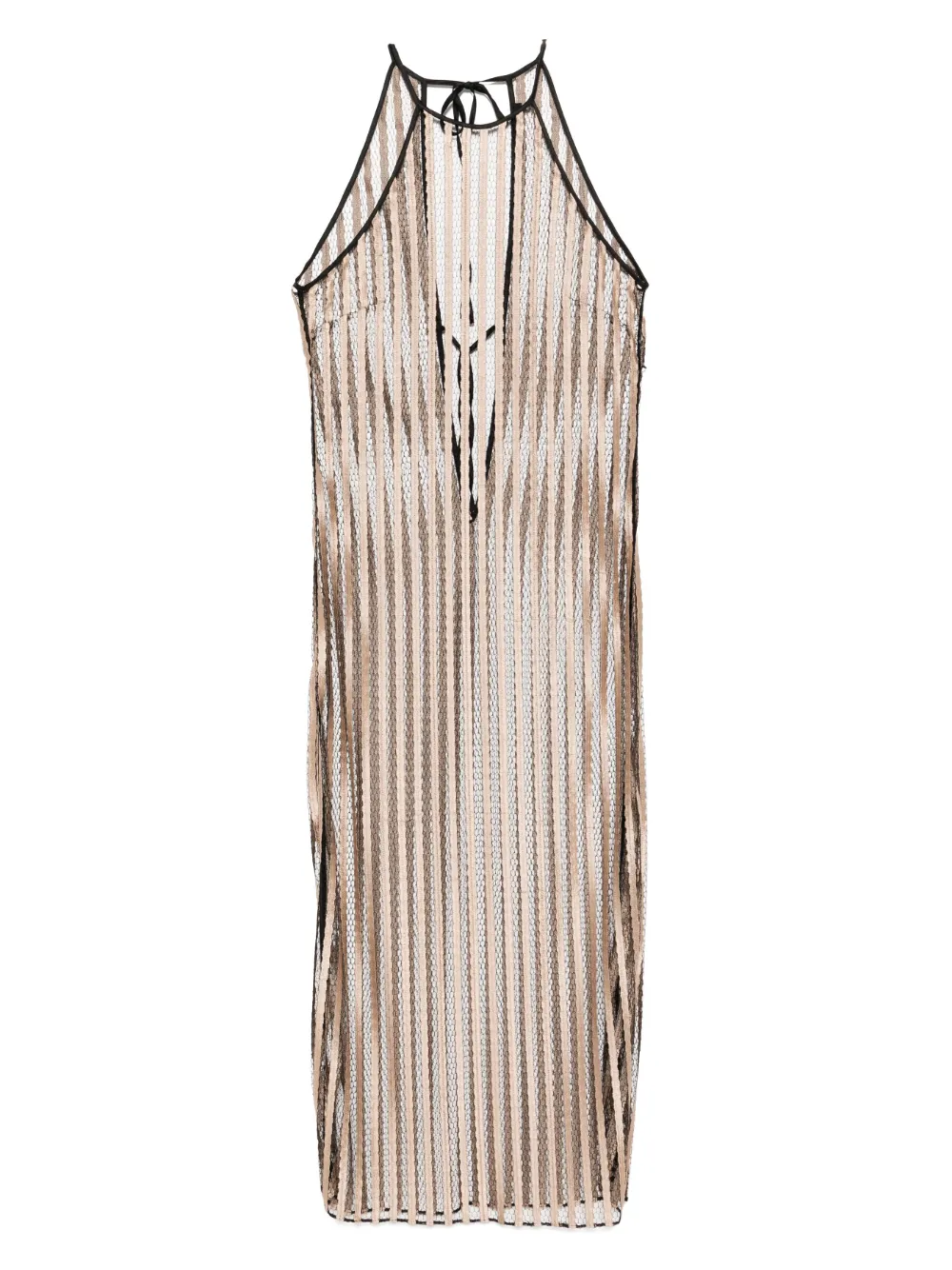 Kiki de Montparnasse Rayee Halter Tie jurk Bruin