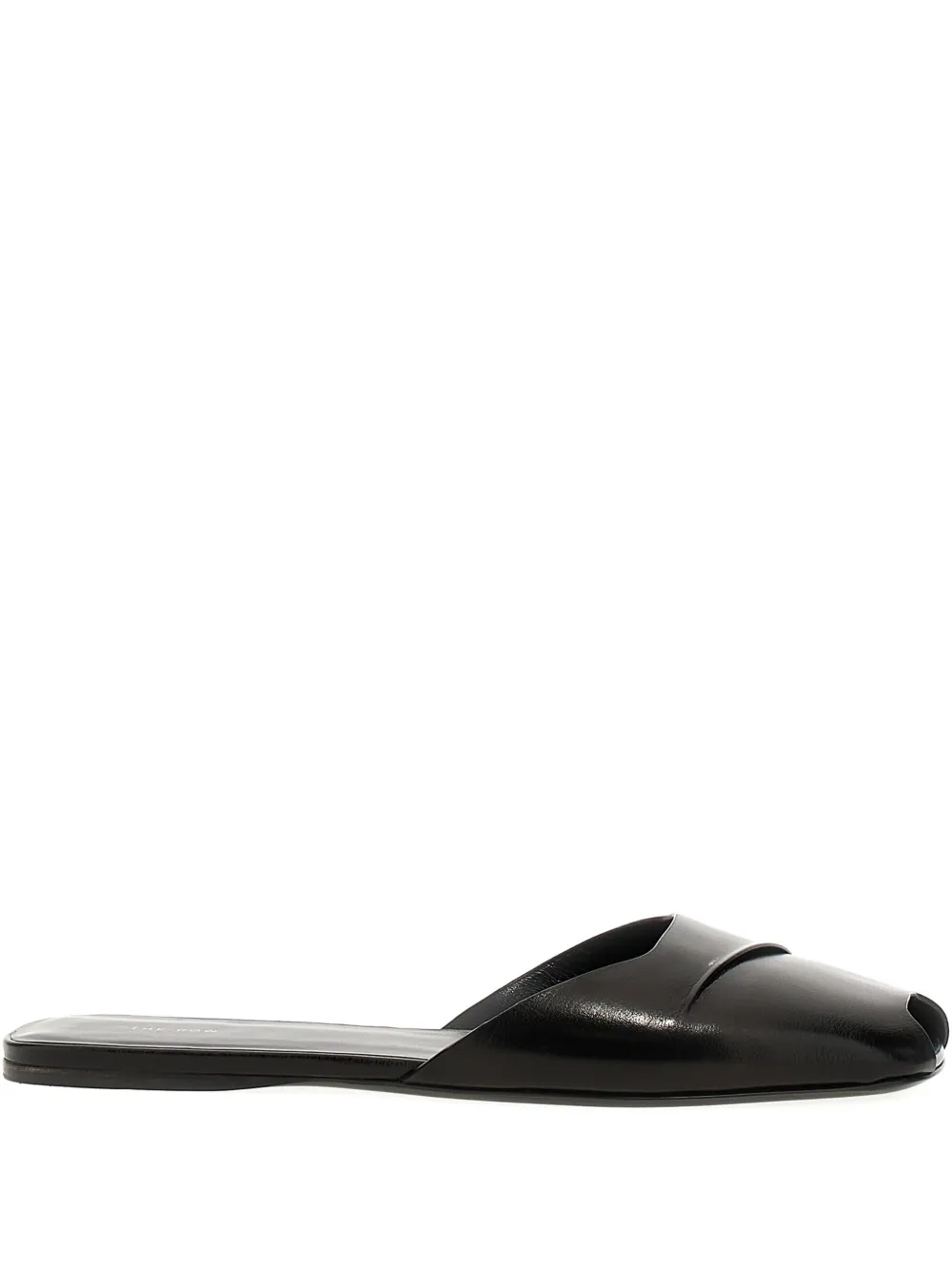 The Row Milla Satin Slides In Black