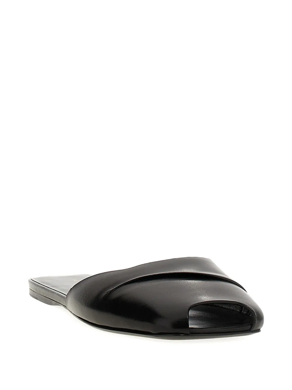 The Row Milla Satin Slides In Black