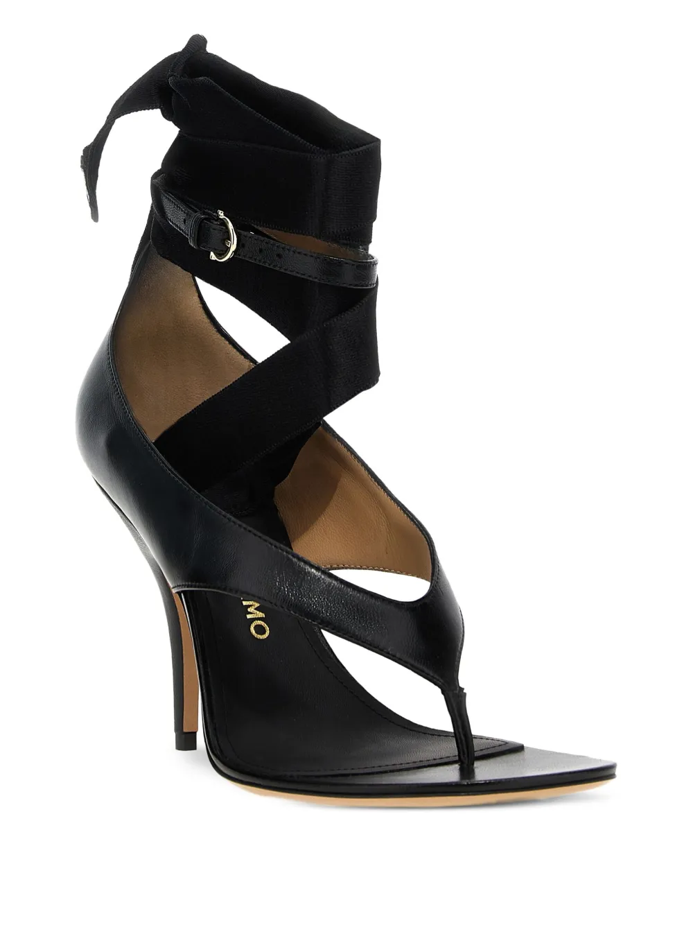 Ferragamo Black Sandal With Heel And Ribbon Women In Black