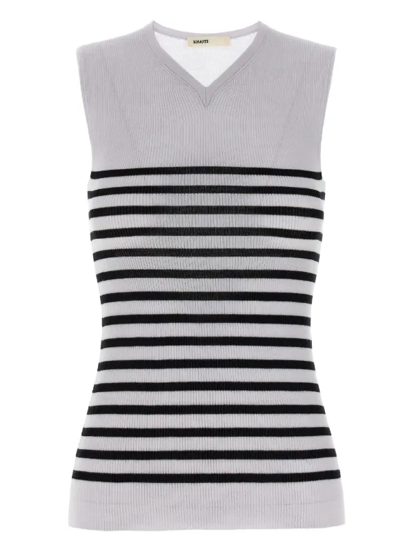 Khaite Striped Sleeveless Top in White