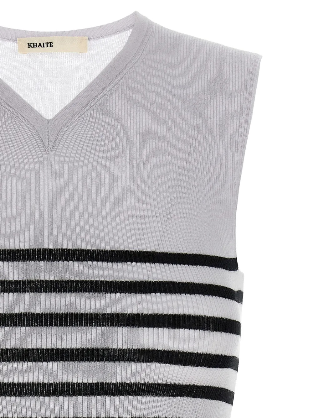 KHAITE striped sleeveless top Wit