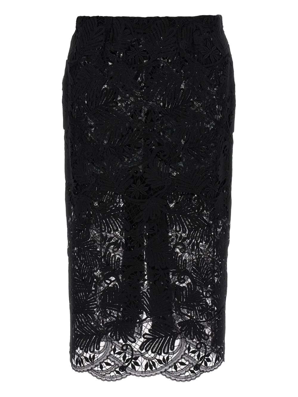 floral-lace midi skirt