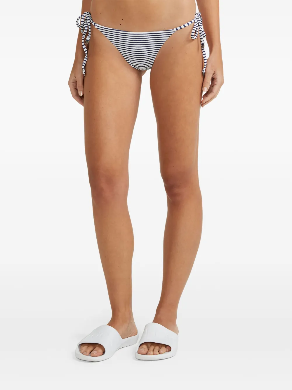 Track & Field Calcinha de biquíni listrada com amarração lateral | Preto | Image 1