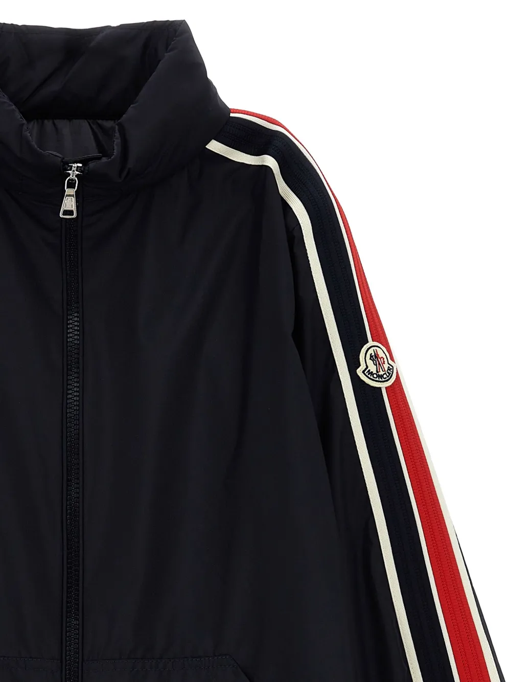 Moncler Enfant Nikki striped-sleeve jacket Blauw