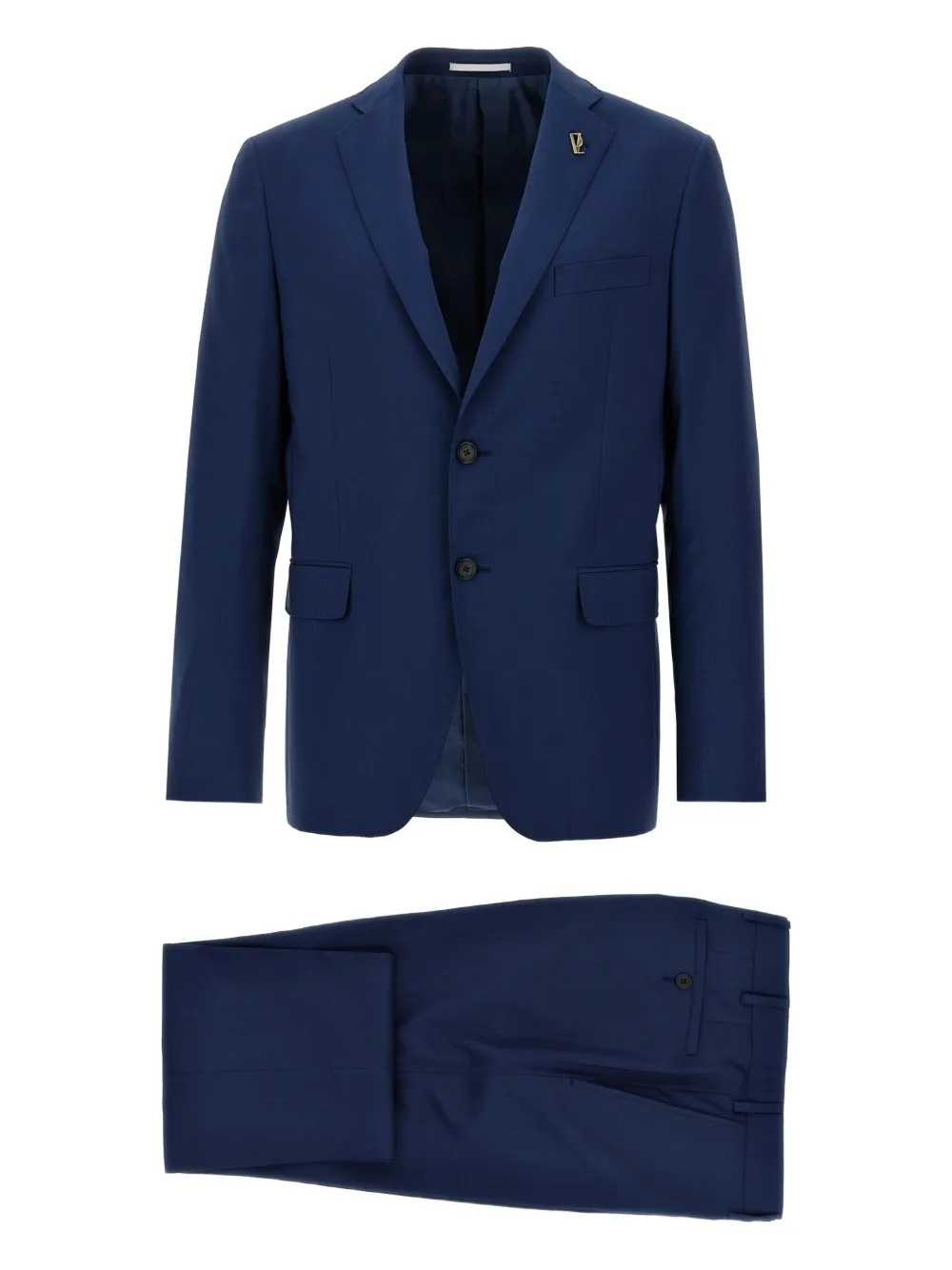 Pal Zileri metal-logo brooch suit Blauw