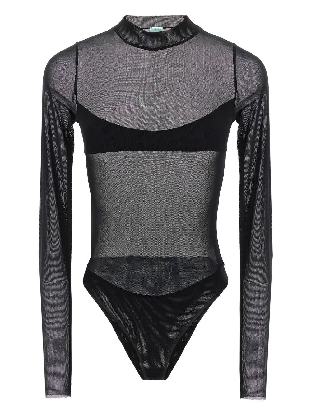 NOT AFTER TEN long-sleeve semi-sheer bodysuit | Black | Image 1