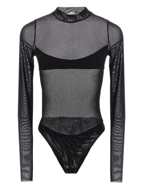 NOT AFTER TEN long-sleeve semi-sheer bodysuit