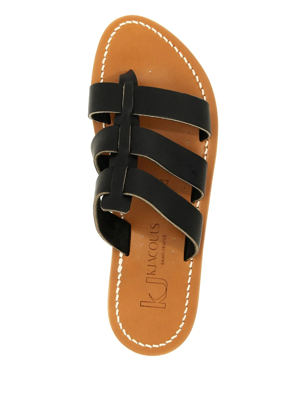 K. Jacques Dolon leather three-strap sandals Black
