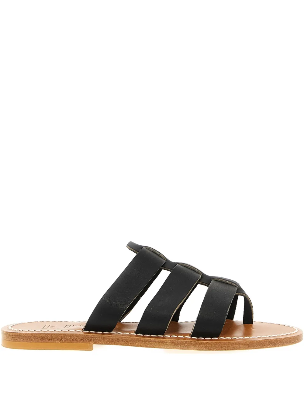K. Jacques Dolon leather three-strap sandals Black