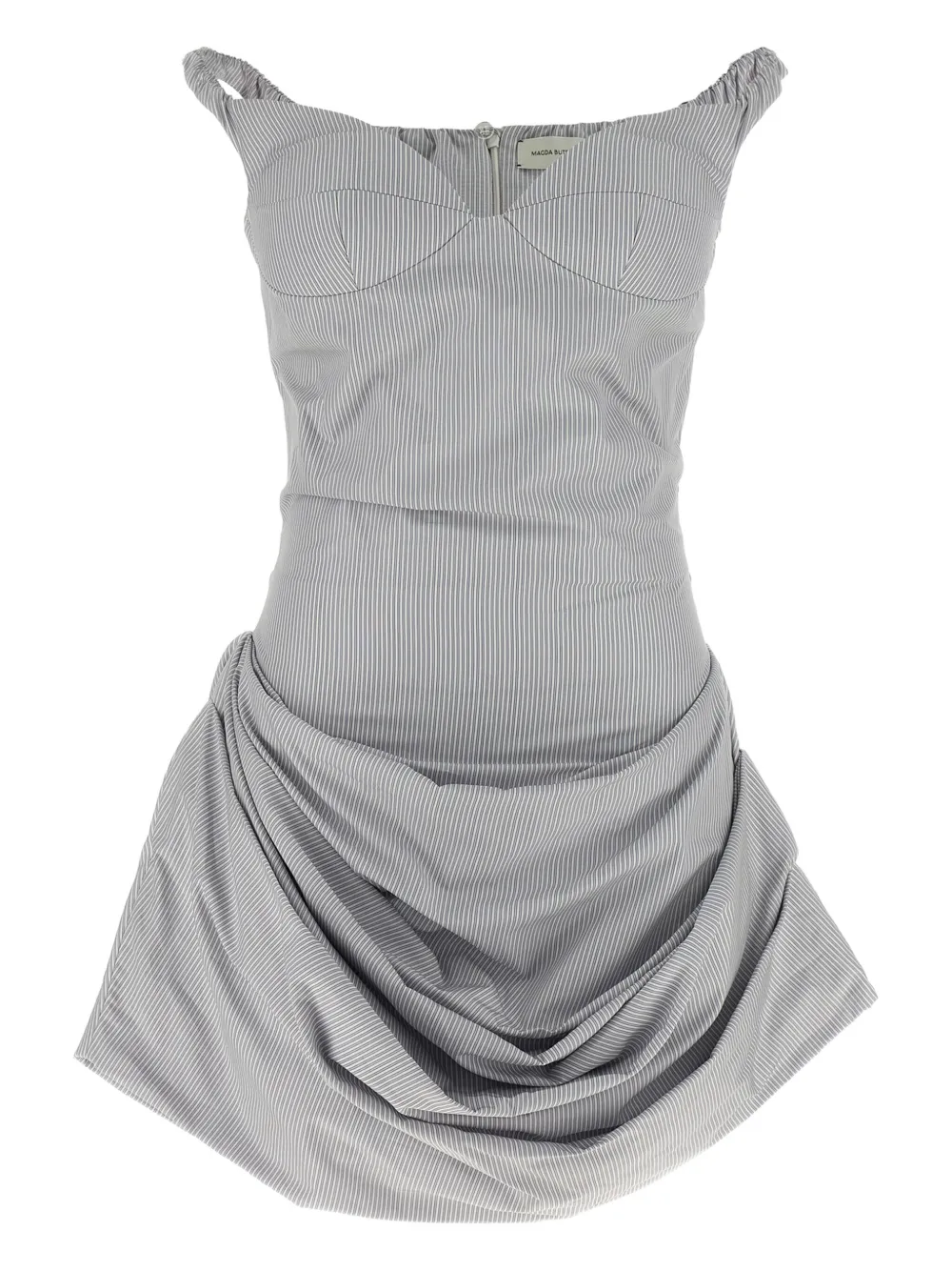 Magda Butrym Gestreiftes 22 Minikleid mit Drapierung | Grau | Image 1