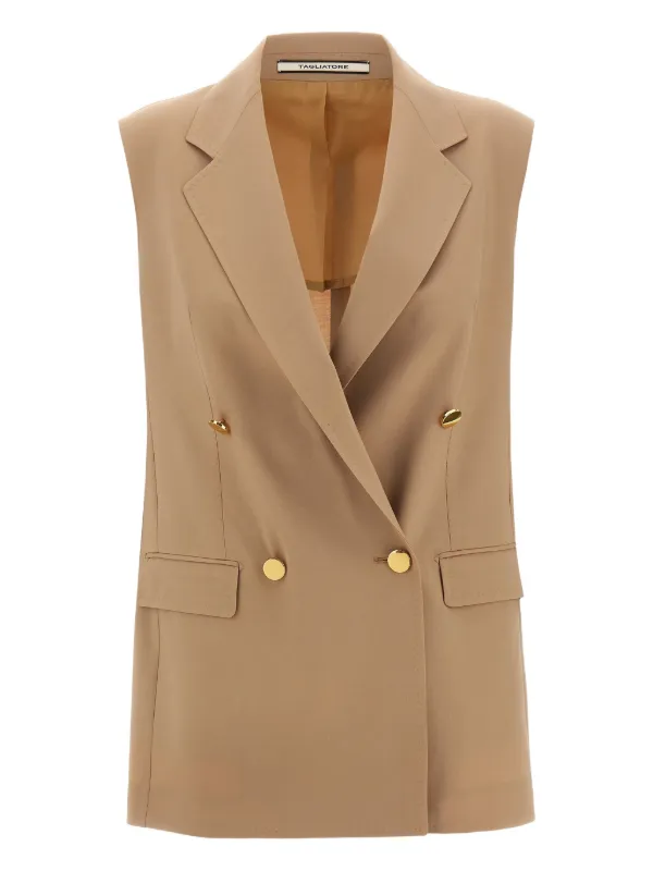 Tagliatore Bernice double-breasted Sleeveless Blazer Brown FARFETCH IN