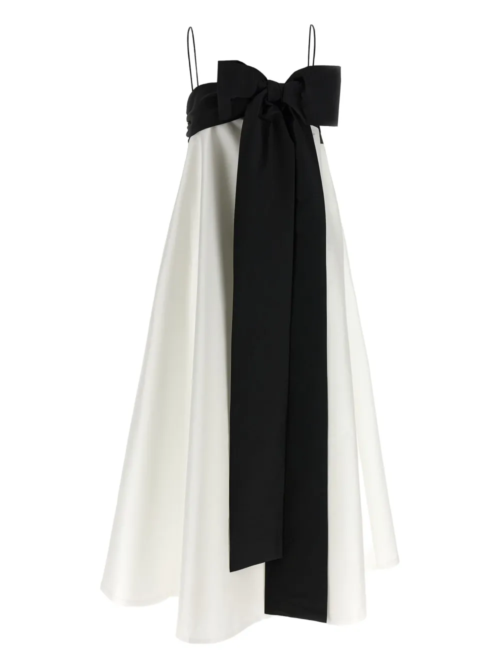 contrast-bow midi dress