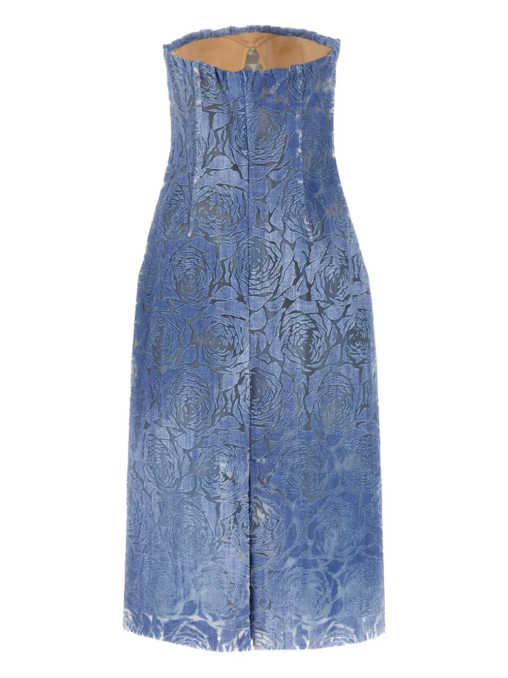 Ermanno Scervino strapless floral-jacquard dress - Blauw