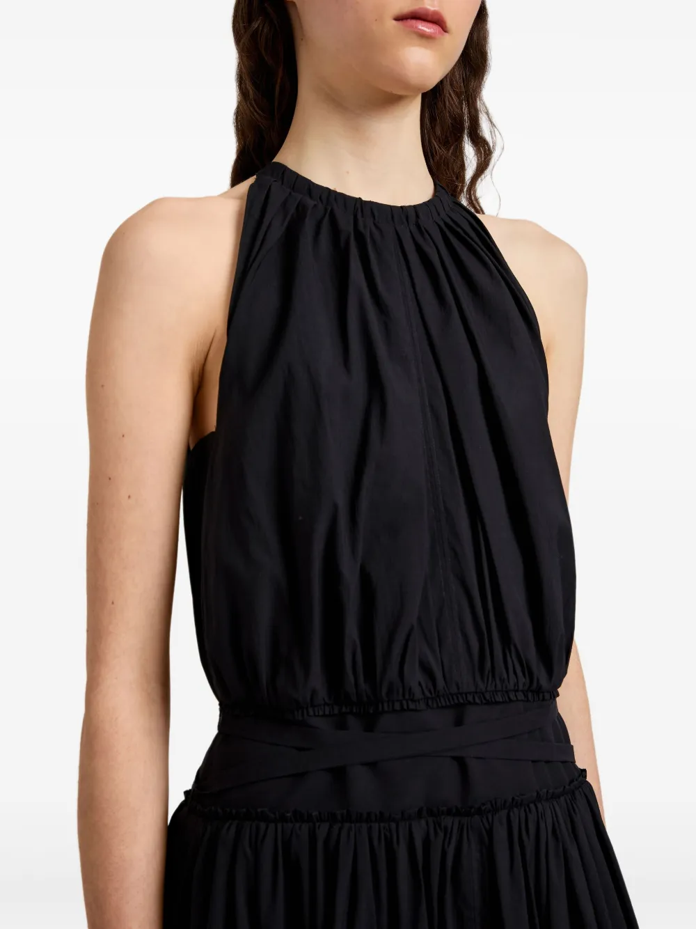 Proenza Schouler White Label Gesmockte jurk met halternek Zwart