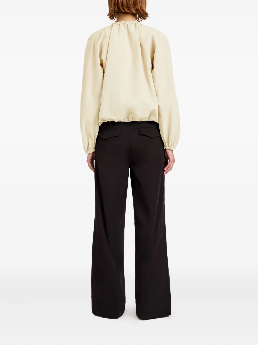 Proenza Schouler White Label Wendy round-neck balloon-sleeve blouse Geel