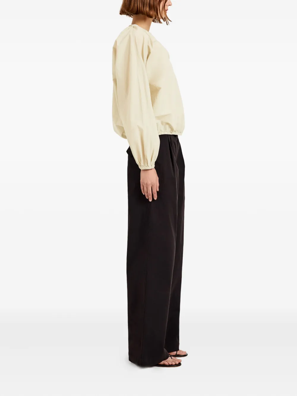 Proenza Schouler White Label Wendy round-neck balloon-sleeve blouse Geel