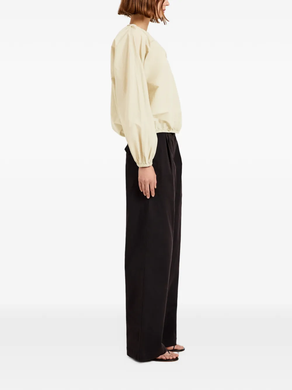 Proenza Schouler White Label Wendy blouse met ronde hals en ballonmouwen Geel