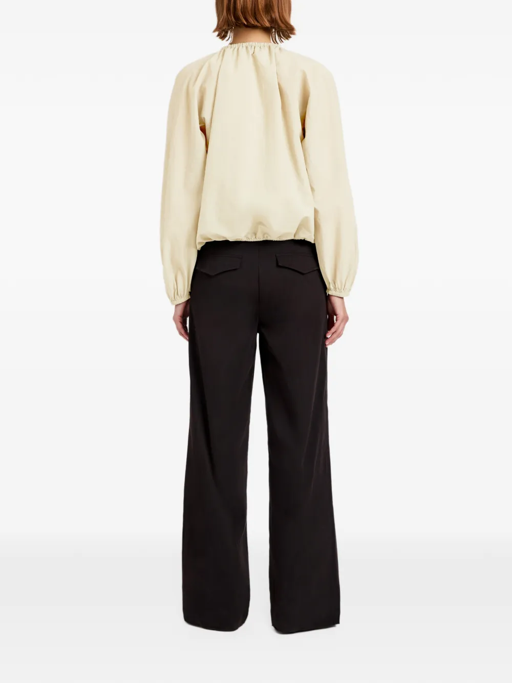 Proenza Schouler White Label Wendy blouse met ronde hals en ballonmouwen Geel