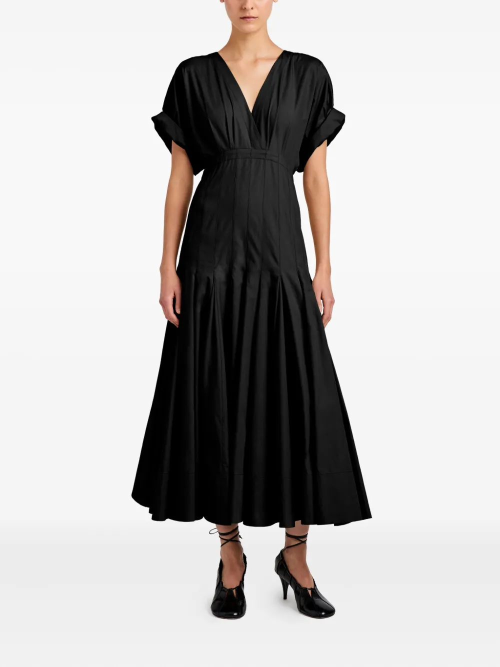 Proenza Schouler Ciara V-neck pleated maxi dress Zwart