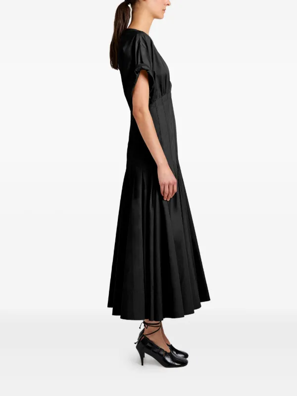 Proenza Schouler Ciara V-neck Pleated Maxi Dress | Black | FARFETCH