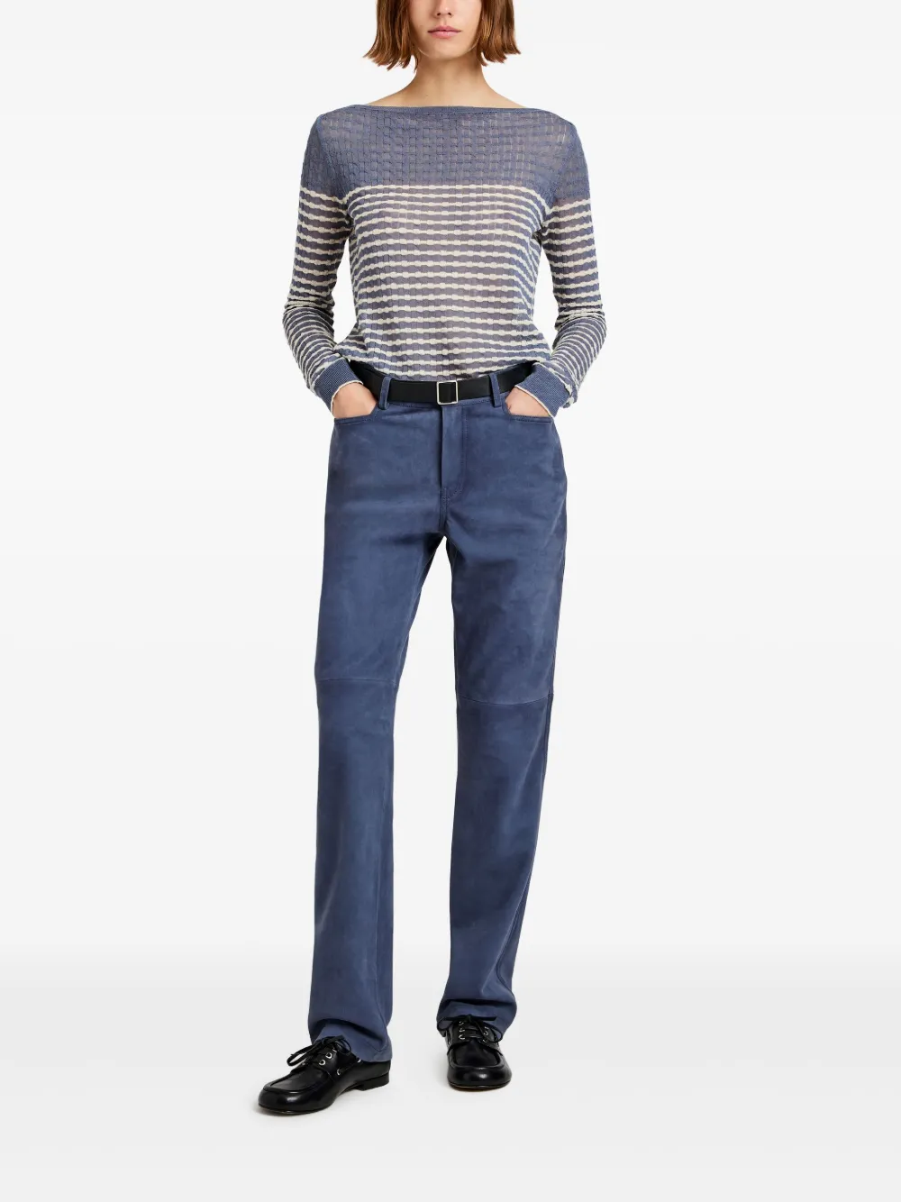 Proenza Schouler White Label Leren broek - Blauw