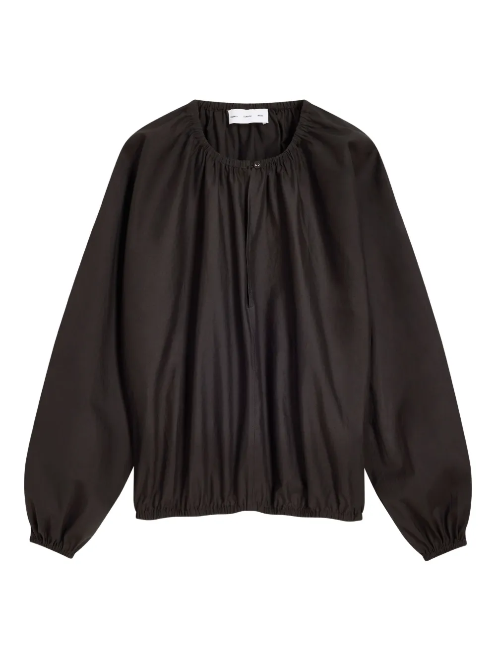 Proenza Schouler White Label Top met gesmockte hals en ballonmouwen Zwart