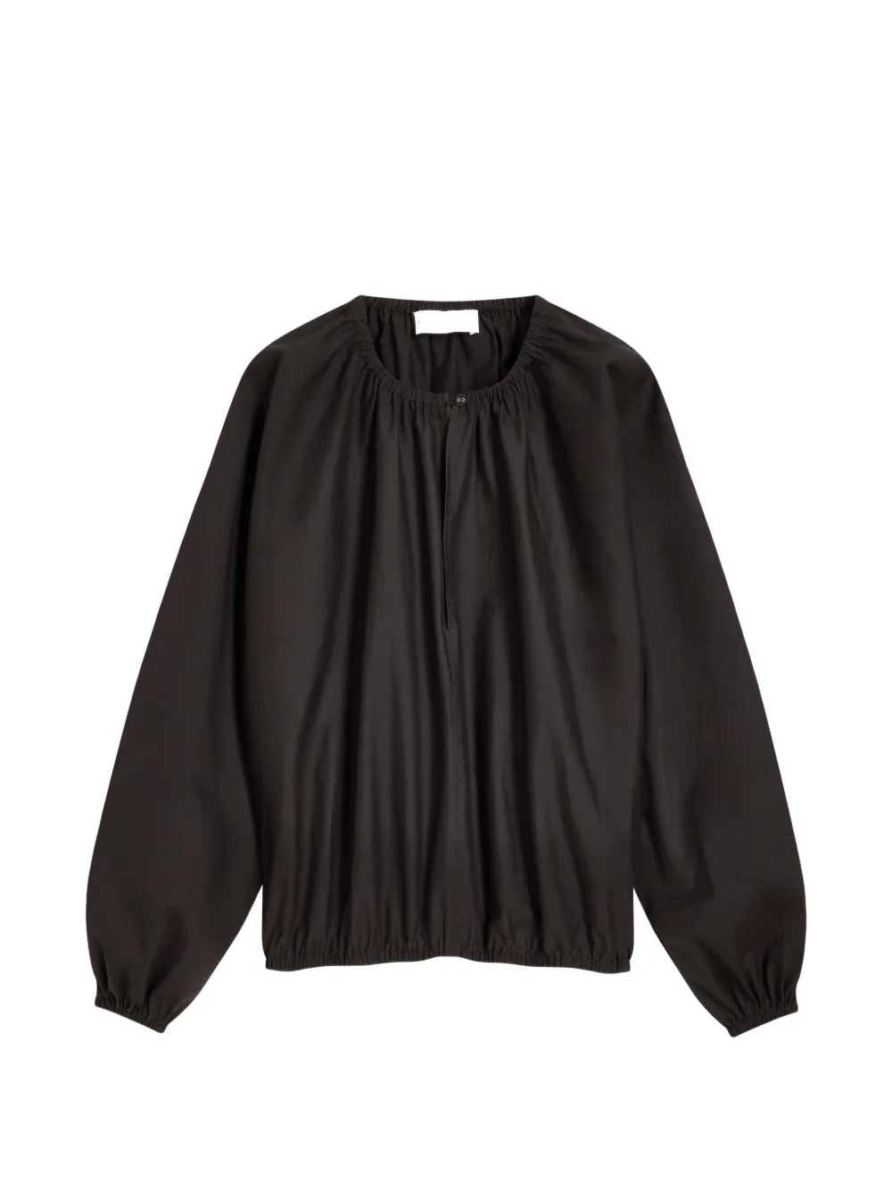 Proenza Schouler White Label Top met gesmockte hals en ballonmouwen Zwart