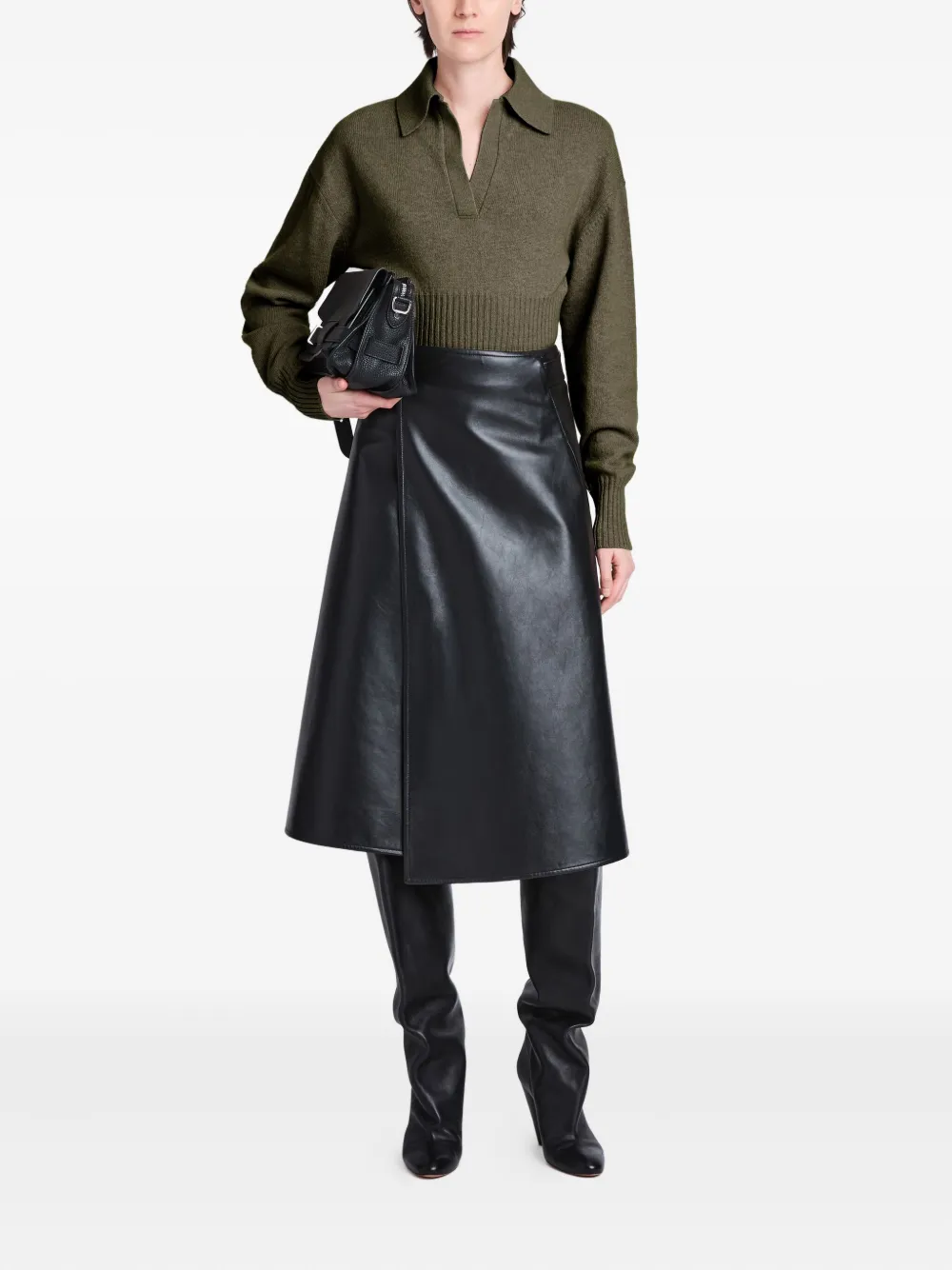Proenza Schouler polo-neck ribbed sweater Groen