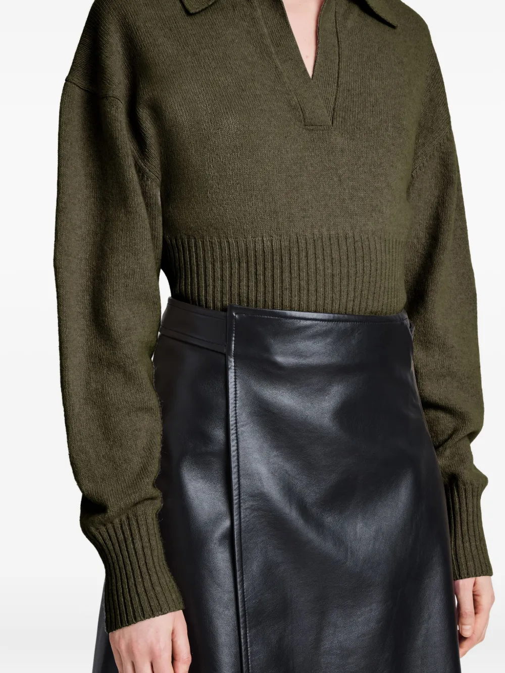 Proenza Schouler polo-neck ribbed sweater Groen