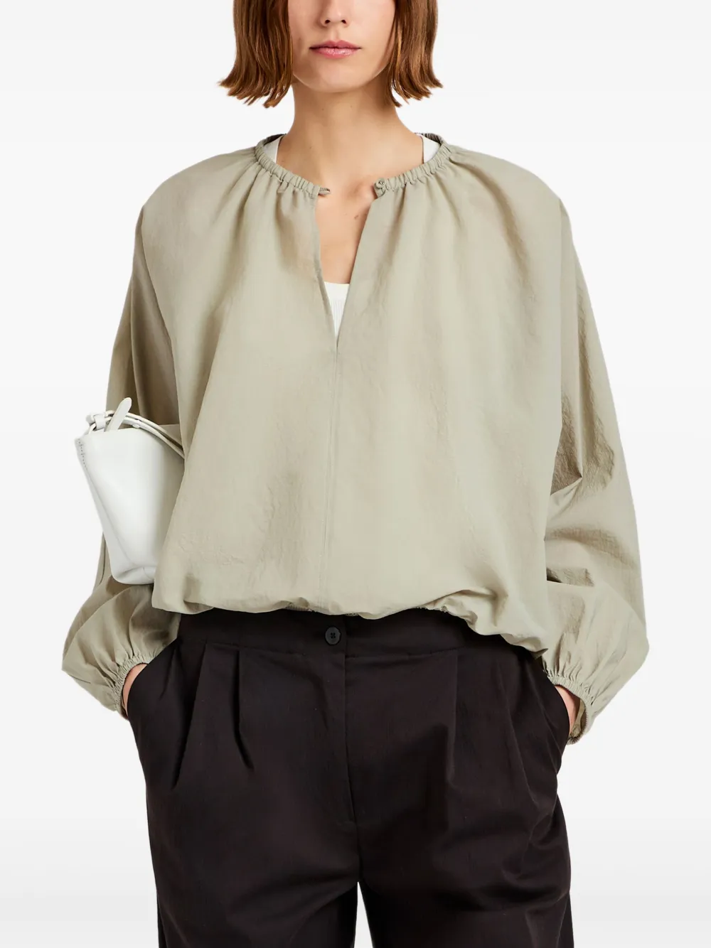 Proenza Schouler White Label Blouse met gesmockte hals Groen